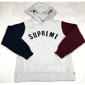Supreme FW16 Color Blocked Arc Logo Hoodie Large Heather Gray Made Canada